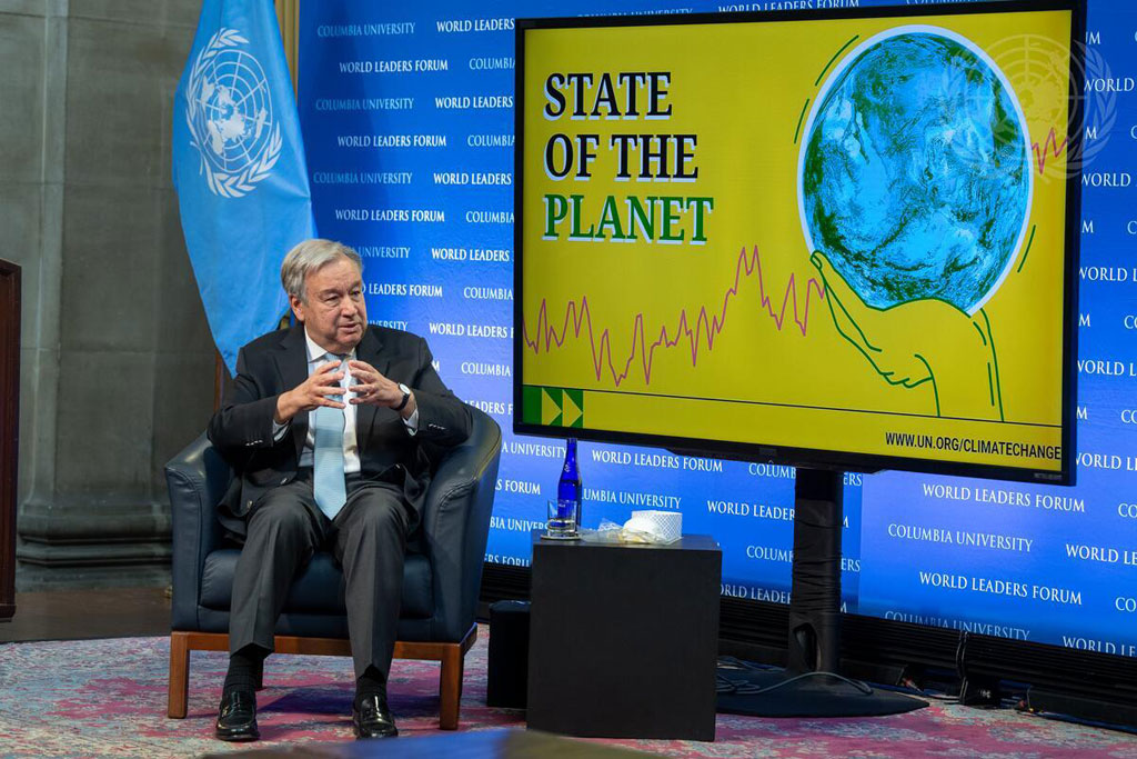 Secretary-General António Guterres holds a lecture at Columbia University entitled “State of the Planet”.